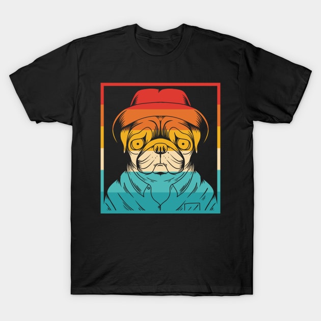 Dog Retro Pug T-Shirt by Dojaja